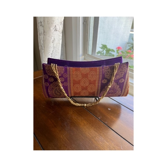 Brocade Boho lined clutch evening bag - Picture 6 of 7